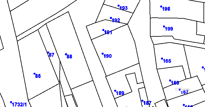 Parcela st. 190 v KÚ Zákupy, Katastrální mapa