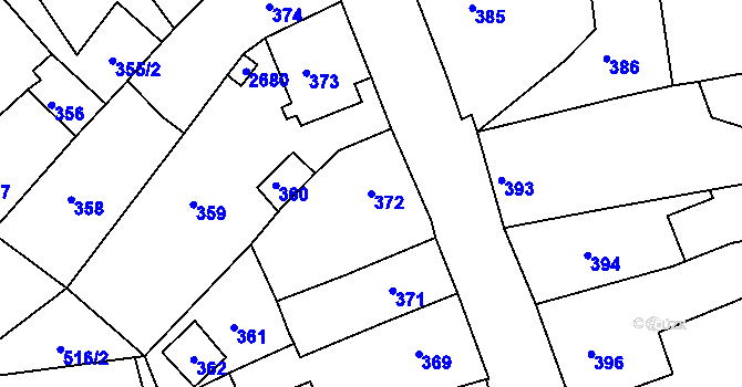 Parcela st. 372 v KÚ Zákupy, Katastrální mapa