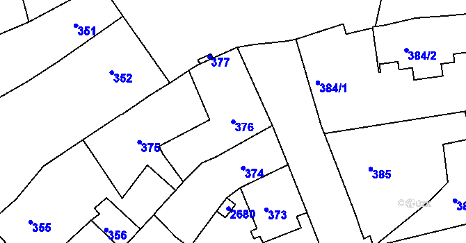 Parcela st. 376 v KÚ Zákupy, Katastrální mapa