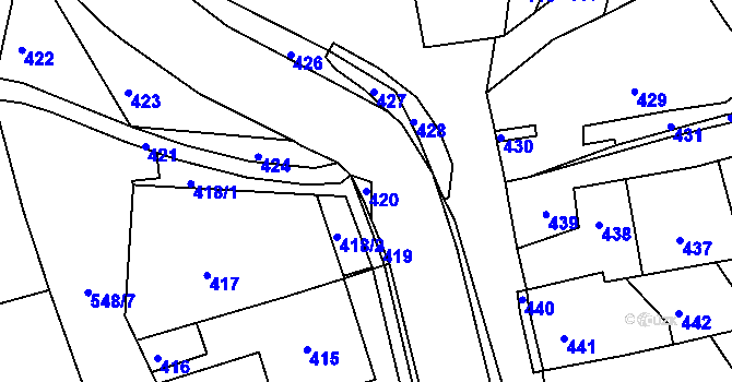 Parcela st. 420 v KÚ Zákupy, Katastrální mapa