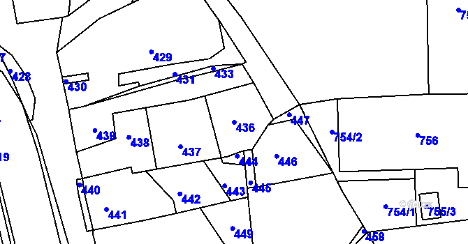 Parcela st. 436 v KÚ Zákupy, Katastrální mapa