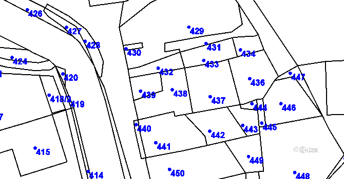 Parcela st. 438 v KÚ Zákupy, Katastrální mapa