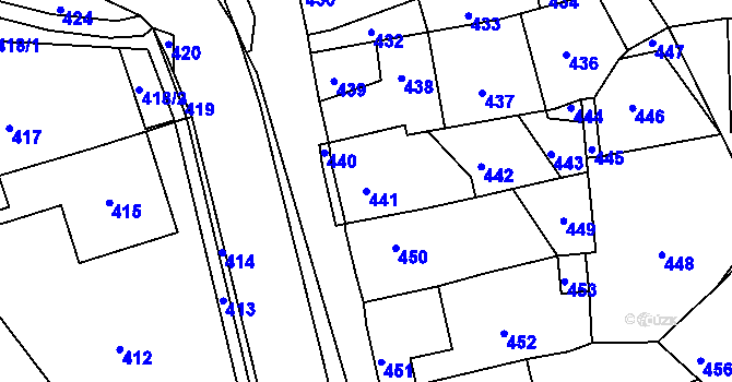 Parcela st. 441 v KÚ Zákupy, Katastrální mapa