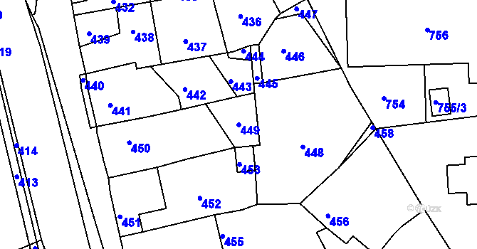 Parcela st. 449 v KÚ Zákupy, Katastrální mapa