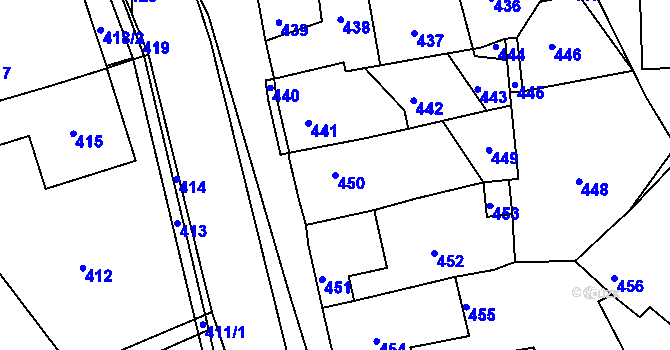 Parcela st. 450 v KÚ Zákupy, Katastrální mapa