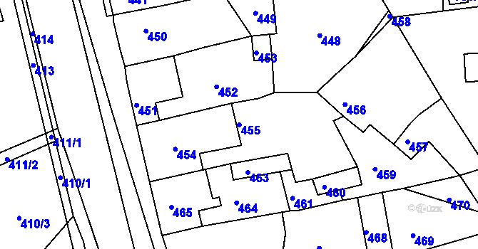 Parcela st. 455 v KÚ Zákupy, Katastrální mapa