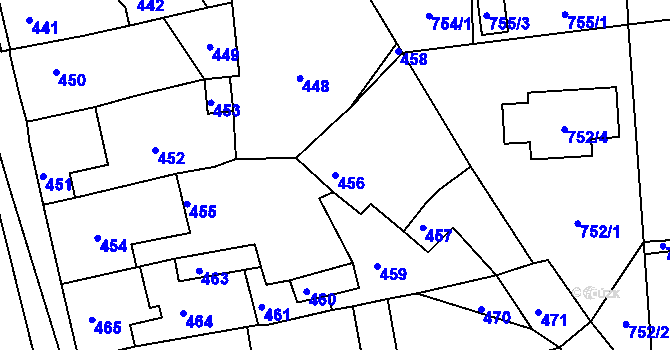Parcela st. 456 v KÚ Zákupy, Katastrální mapa