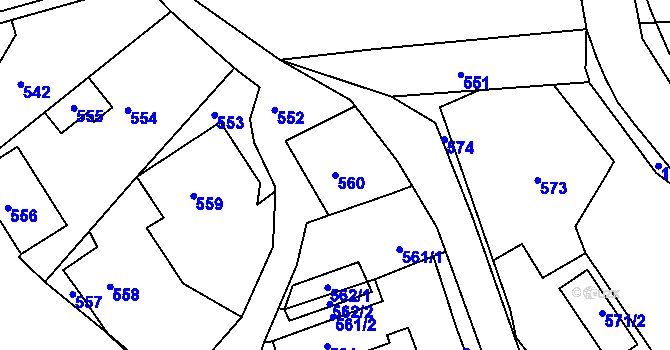 Parcela st. 560 v KÚ Zákupy, Katastrální mapa