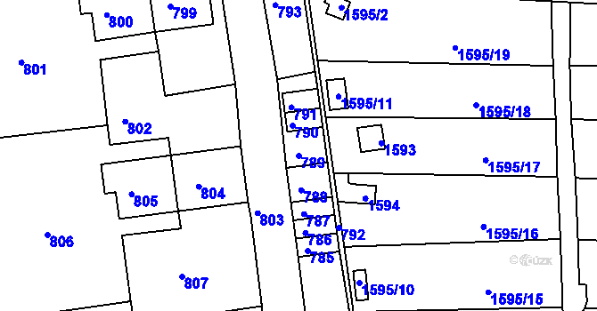 Parcela st. 789 v KÚ Zákupy, Katastrální mapa
