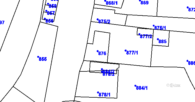 Parcela st. 876 v KÚ Zákupy, Katastrální mapa