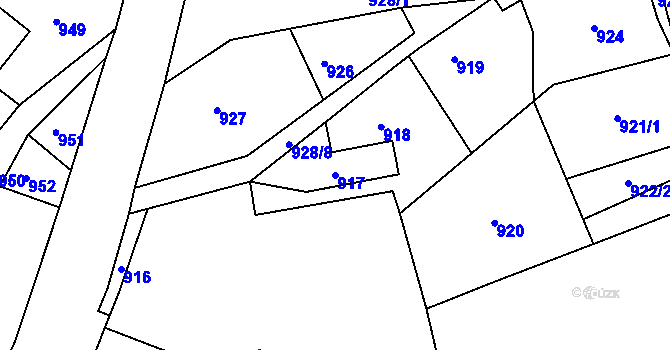 Parcela st. 917 v KÚ Zákupy, Katastrální mapa