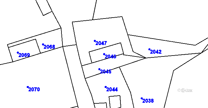 Parcela st. 2046 v KÚ Zákupy, Katastrální mapa
