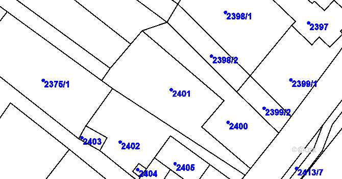 Parcela st. 2401 v KÚ Zákupy, Katastrální mapa