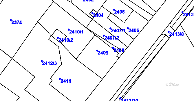 Parcela st. 2409 v KÚ Zákupy, Katastrální mapa