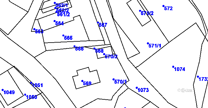 Parcela st. 570/2 v KÚ Zákupy, Katastrální mapa