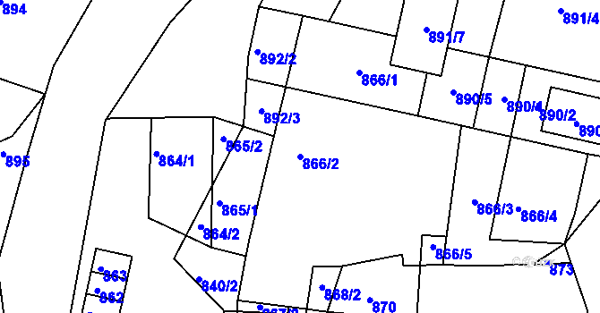 Parcela st. 866/2 v KÚ Zákupy, Katastrální mapa