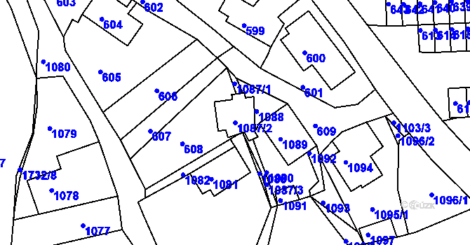 Parcela st. 1087/2 v KÚ Zákupy, Katastrální mapa