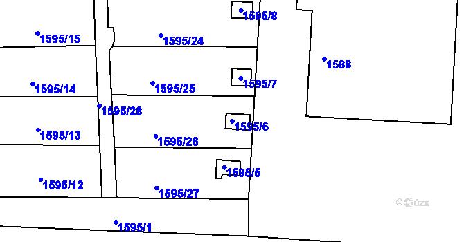 Parcela st. 1595/6 v KÚ Zákupy, Katastrální mapa