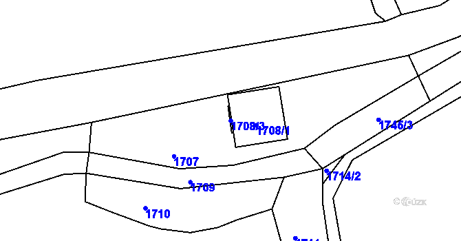 Parcela st. 1708/3 v KÚ Zákupy, Katastrální mapa
