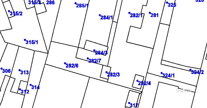 Parcela st. 282/5 v KÚ Zákupy, Katastrální mapa
