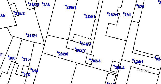Parcela st. 284/3 v KÚ Zákupy, Katastrální mapa
