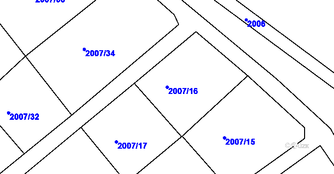 Parcela st. 2007/16 v KÚ Zákupy, Katastrální mapa