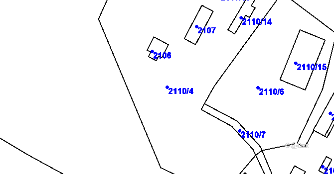 Parcela st. 2110/4 v KÚ Zákupy, Katastrální mapa