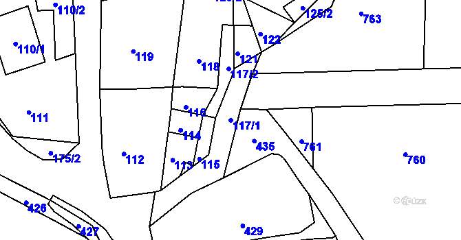 Parcela st. 117/1 v KÚ Zákupy, Katastrální mapa