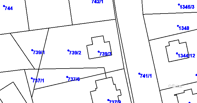 Parcela st. 739/3 v KÚ Zákupy, Katastrální mapa