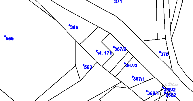 Parcela st. 171 v KÚ Zálesní Lhota, Katastrální mapa
