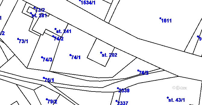 Parcela st. 202 v KÚ Zálesní Lhota, Katastrální mapa