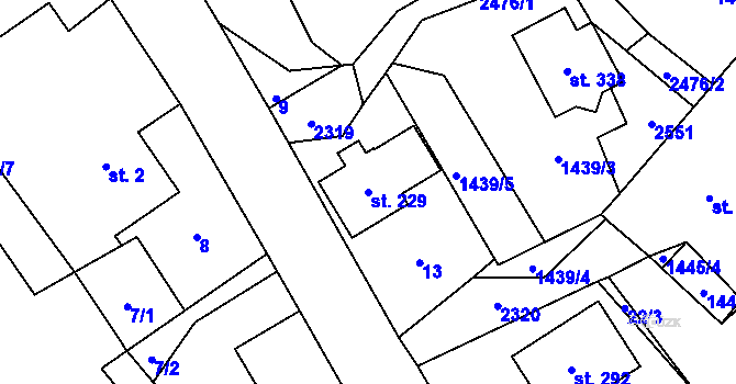 Parcela st. 229 v KÚ Zálesní Lhota, Katastrální mapa