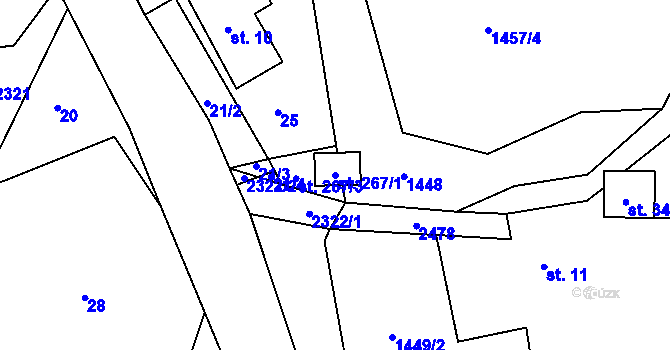 Parcela st. 267/1 v KÚ Zálesní Lhota, Katastrální mapa