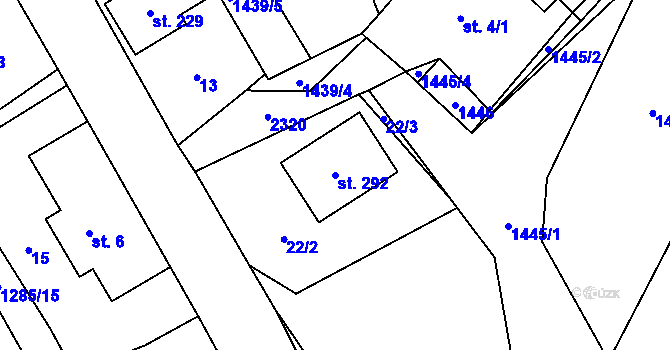 Parcela st. 292 v KÚ Zálesní Lhota, Katastrální mapa