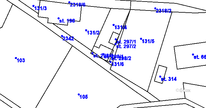 Parcela st. 298/1 v KÚ Zálesní Lhota, Katastrální mapa