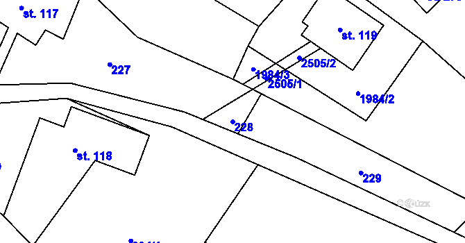 Parcela st. 228 v KÚ Zálesní Lhota, Katastrální mapa