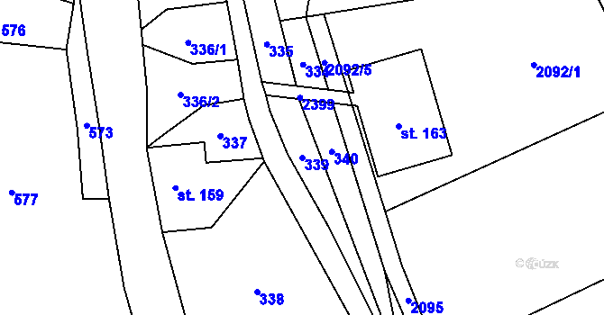 Parcela st. 339 v KÚ Zálesní Lhota, Katastrální mapa