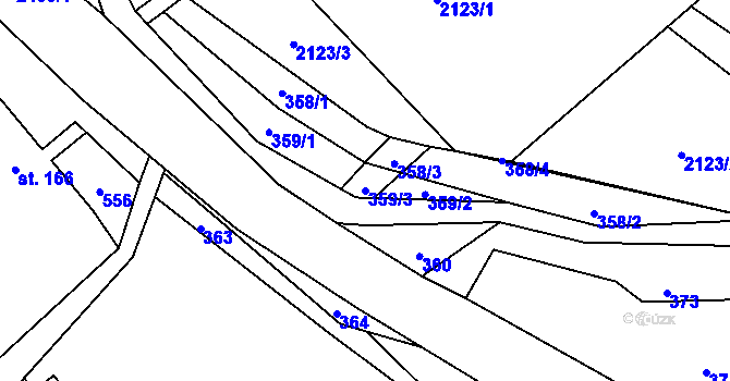 Parcela st. 359/3 v KÚ Zálesní Lhota, Katastrální mapa