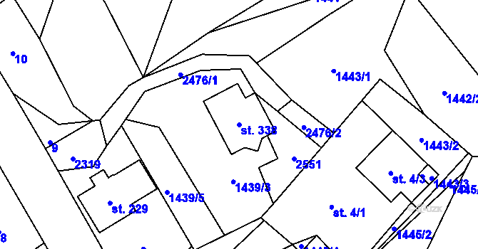 Parcela st. 338 v KÚ Zálesní Lhota, Katastrální mapa