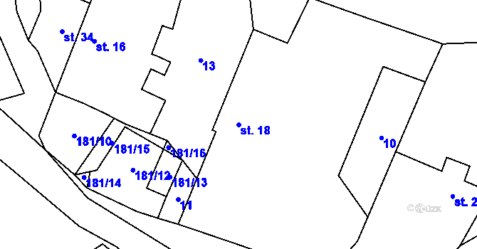 Parcela st. 18 v KÚ Přebozy, Katastrální mapa