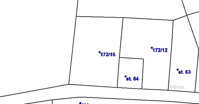Parcela st. 172/15 v KÚ Přebozy, Katastrální mapa