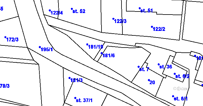 Parcela st. 181/6 v KÚ Přebozy, Katastrální mapa