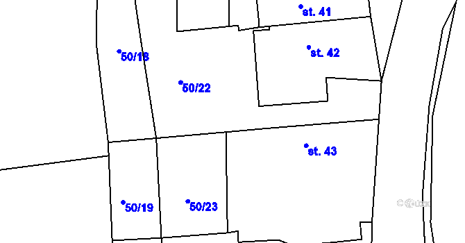 Parcela st. 50/5 v KÚ Zalešany, Katastrální mapa