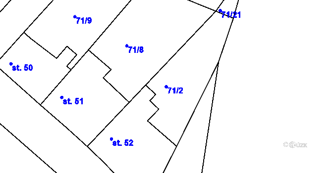 Parcela st. 71/2 v KÚ Zalešany, Katastrální mapa