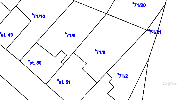 Parcela st. 71/8 v KÚ Zalešany, Katastrální mapa