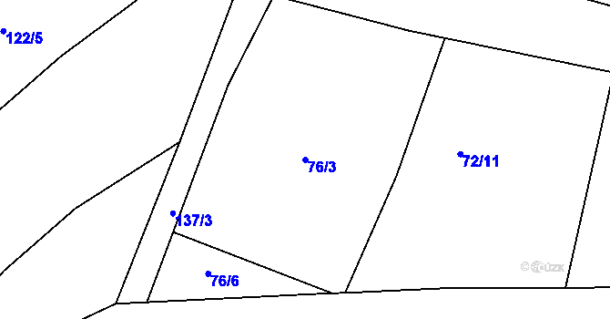 Parcela st. 76/3 v KÚ Zalešany, Katastrální mapa