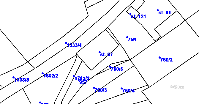 Parcela st. 67 v KÚ Zálezly u Čkyně, Katastrální mapa