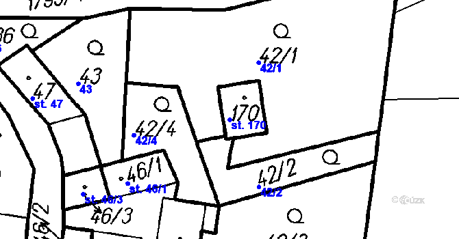 Parcela st. 170 v KÚ Zálezly u Čkyně, Katastrální mapa