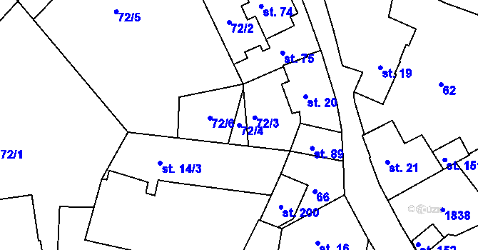 Parcela st. 72/4 v KÚ Zálezly u Čkyně, Katastrální mapa