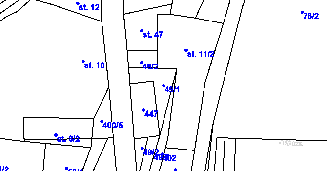Parcela st. 49/1 v KÚ Rtyně, Katastrální mapa